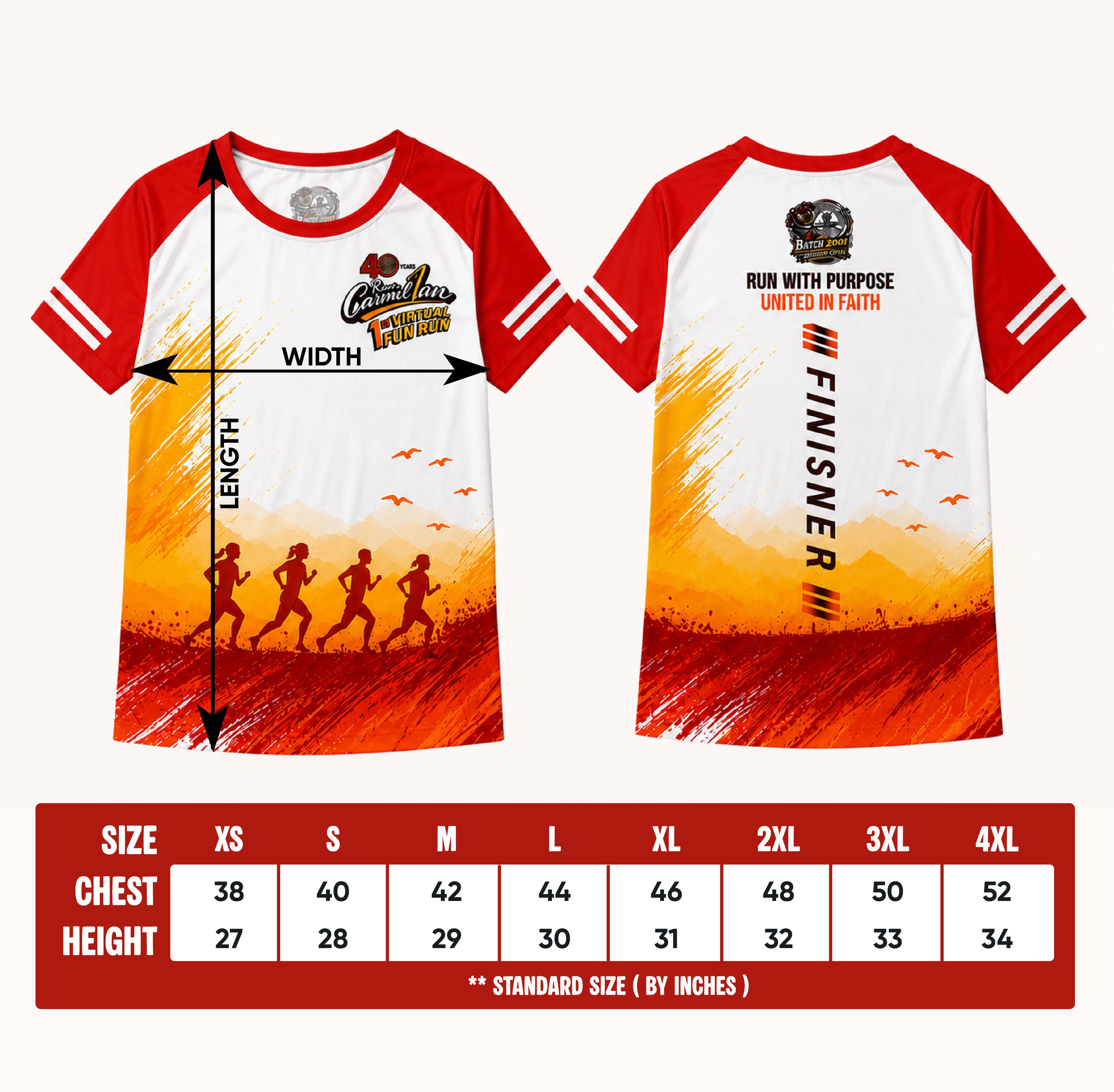 Finisher shirt & size chart